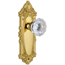 Grande Victorian Solid Brass Rose Dummy Door Knob Set with Fontainebleau Crystal Knob
