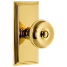 Carre Solid Brass Rose Privacy Door Knob Set with Bouton Knob and 2-3/4" Backset