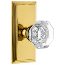 Carre Solid Brass Rose Privacy Door Knob Set with Chambord Crystal Knob and 2-3/8" Backset