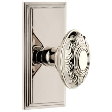 Carre Solid Brass Rose Privacy Door Knob Set with Grande Victorian Knob and 2-3/4" Backset
