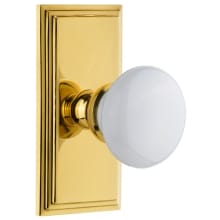 Carre Solid Brass Rose Privacy Door Knob Set with Hyde Park Knob and 2-3/8" Backset