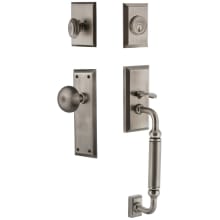 Fifth Avenue Solid Brass Rose Keyed Entry Single Cylinder "C" Grip Handleset with Fifth Avenue Knob and 2-3/8" Backset