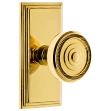 Carre Solid Brass Rose Privacy Door Knob Set with Soleil Knob and 2-3/8" Backset