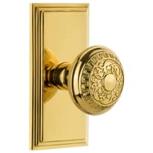Carre Solid Brass Rose Privacy Door Knob Set with Windsor Knob and 2-3/4" Backset