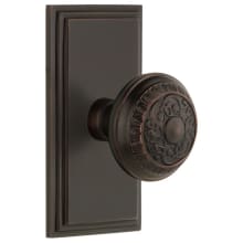 Carre Solid Brass Rose Privacy Door Knob Set with Windsor Knob and 2-3/8" Backset
