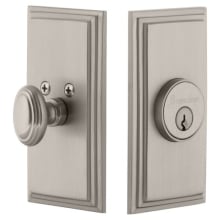 Carre Solid Brass Rose Passage Door Knob Set with Circulaire Knob and 2-3/8" Backset