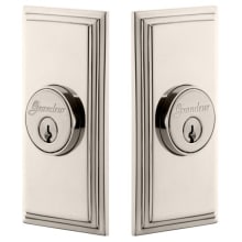 Carre Solid Brass Rose Passage Door Knob Set with Circulaire Knob and 2-3/8" Backset