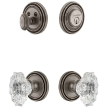 Soleil Solid Brass Single Cylinder Keyed Entry Knobset and Deadbolt Combo Pack with Biarritz Crystal Knob and 2-3/4" Backset