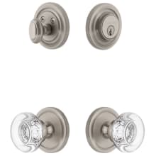 Circulaire Solid Brass Single Cylinder Keyed Entry Knobset and Deadbolt Combo Pack with Bordeaux Crystal Knob and 2-3/4" Backset