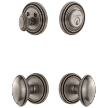 Soleil Solid Brass Single Cylinder Keyed Entry Knobset and Deadbolt Combo Pack with Eden Prairie Knob and 2-3/8" Backset