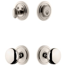 Circulaire Solid Brass Single Cylinder Keyed Entry Knobset and Deadbolt Combo Pack with Fifth Avenue Knob and 2-3/8" Backset