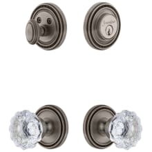 Soleil Solid Brass Single Cylinder Keyed Entry Knobset and Deadbolt Combo Pack with Fontainebleau Crystal Knob and 2-3/4" Backset