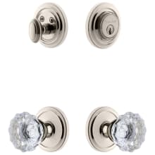 Circulaire Solid Brass Single Cylinder Keyed Entry Knobset and Deadbolt Combo Pack with Fontainebleau Crystal Knob and 2-3/8" Backset