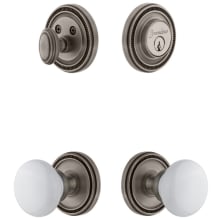 Soleil Solid Brass Single Cylinder Keyed Entry Knobset and Deadbolt Combo Pack with Hyde Park Knob and 2-3/8" Backset