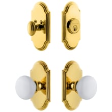 Arc Solid Brass Single Cylinder Keyed Entry Knobset and Deadbolt Combo Pack with Hyde Park Knob and 2-3/8" Backset