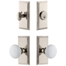 Carre Solid Brass Single Cylinder Keyed Entry Knobset and Deadbolt Combo Pack with Hyde Park Knob and 2-3/4" Backset