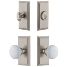 Carre Solid Brass Single Cylinder Keyed Entry Knobset and Deadbolt Combo Pack with Hyde Park Knob and 2-3/4" Backset