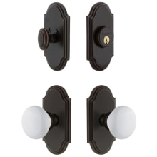 Arc Solid Brass Single Cylinder Keyed Entry Knobset and Deadbolt Combo Pack with Hyde Park Knob and 2-3/4" Backset