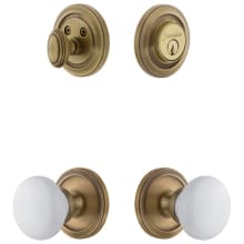 Circulaire Solid Brass Single Cylinder Keyed Entry Knobset and Deadbolt Combo Pack with Hyde Park Knob and 2-3/8" Backset