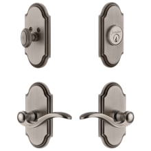 Arc Solid Brass Left Handed Single Cylinder Keyed Entry Leverset and Deadbolt Combo Pack with Bellagio Lever and 2-3/4" Backset