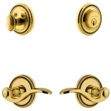 Soleil Solid Brass Right Handed Single Cylinder Keyed Entry Leverset and Deadbolt Combo Pack with Bellagio Lever and 2-3/4" Backset