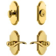 Arc Solid Brass Right Handed Single Cylinder Keyed Entry Leverset and Deadbolt Combo Pack with Bellagio Lever and 2-3/4" Backset