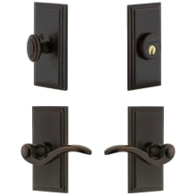 Carre Solid Brass Right Handed Single Cylinder Keyed Entry Leverset and Deadbolt Combo Pack with Bellagio Lever and 2-3/4" Backset