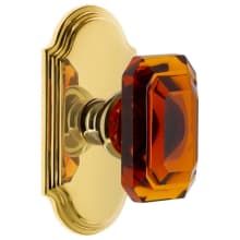 Arc Solid Brass Passage Set with Baguette Amber Crystal Knob and 2-3/4" Backset