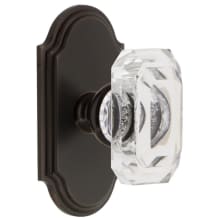 Arc Solid Brass Passage Set with Baguette Clear Crystal Knob and 2-3/8" Backset