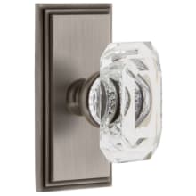 Carre Solid Brass Passage Set with Baguette Clear Crystal Knob and 2-3/4" Backset