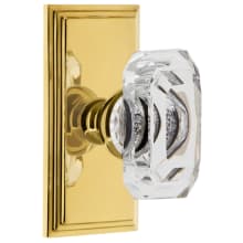 Carre Solid Brass Passage Set with Baguette Clear Crystal Knob and 2-3/8" Backset