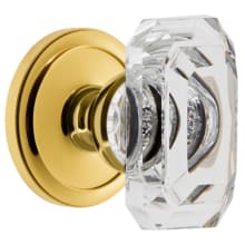 Circulaire Solid Brass Passage Set with Baguette Clear Crystal Knob and 2-3/8" Backset