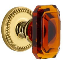 Newport Solid Brass Passage Set with Baguette Amber Crystal Knob and 2-3/8" Backset