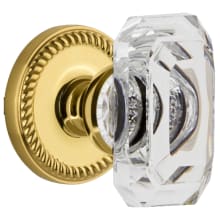 Newport Solid Brass Passage Set with Baguette Clear Crystal Knob and 2-3/8" Backset