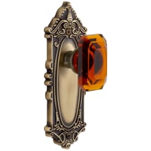 Grande Victorian Solid Brass Non-Turning One-Sided Dummy with Baguette Amber Crystal Knob