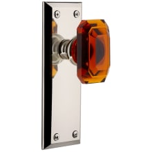 Fifth Avenue Solid Brass Non-Turning Two-Sided Dummy Set with Baguette Amber Crystal Knob
