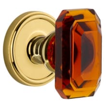 Georgetown Solid Brass Non-Turning Two-Sided Dummy Set with Baguette Amber Crystal Knob