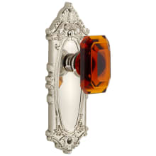 Grande Victorian Solid Brass Non-Turning Two-Sided Dummy Set with Baguette Amber Crystal Knob