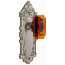 Grande Victorian Solid Brass Non-Turning Two-Sided Dummy Set with Baguette Amber Crystal Knob