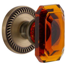 Newport Solid Brass Non-Turning Two-Sided Dummy Set with Baguette Amber Crystal Knob