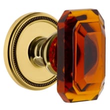 Soleil Solid Brass Non-Turning Two-Sided Dummy Set with Baguette Amber Crystal Knob