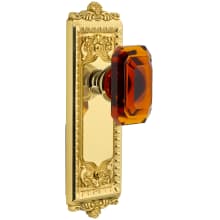 Windsor Solid Brass Non-Turning Two-Sided Dummy Set with Baguette Amber Crystal Knob