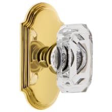 Arc Solid Brass Privacy Set with Baguette Clear Crystal Knob and 2-3/4" Backset