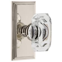 Carre Solid Brass Privacy Set with Baguette Clear Crystal Knob and 2-3/4" Backset