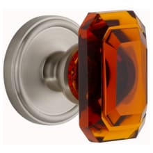 Georgetown Solid Brass Privacy Set with Baguette Amber Crystal Knob and 2-3/4" Backset