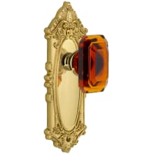 Grande Victorian Solid Brass Privacy Set with Baguette Amber Crystal Knob and 2-3/4" Backset