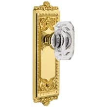 Windsor Solid Brass Privacy Set with Baguette Clear Crystal Knob and 2-3/8" Backset