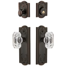 Parthenon Solid Brass Single Cylinder Keyed Entry Knobset and Deadbolt Combo Pack with Baguette Clear Crystal Knob and 2-3/8" Backset