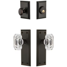 Fifth Avenue Solid Brass Single Cylinder Keyed Entry Knobset and Deadbolt Combo Pack with Baguette Clear Crystal Knob and 2-3/8" Backset