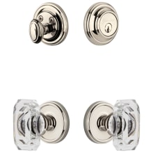 Georgetown Solid Brass Single Cylinder Keyed Entry Knobset and Deadbolt Combo Pack with Baguette Clear Crystal Knob and 2-3/4" Backset